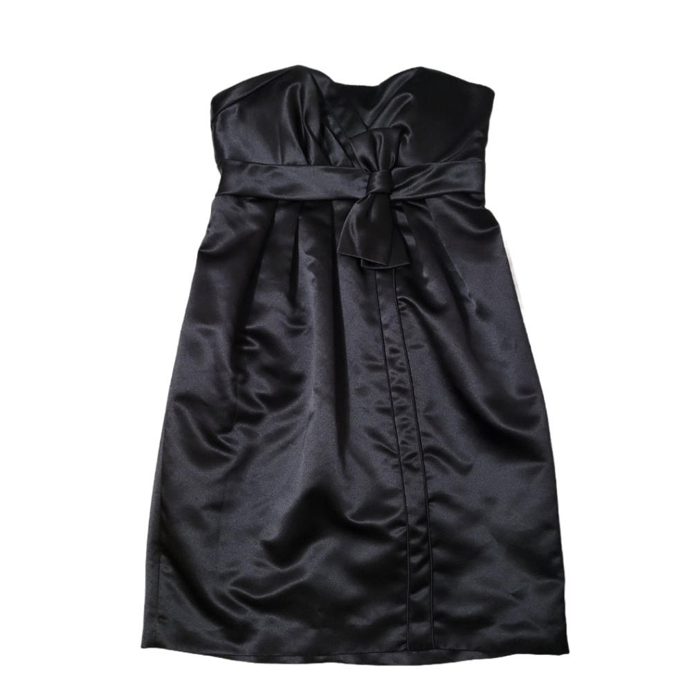 BCBG Paris Black Strapless Bow Classic Cocktail Dress Size 6 Formal Party Guest
